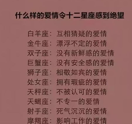 12星座中什么样的爱情感到绝望,内心害怕的事