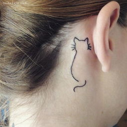 简约可爱的猫咪纹身设计欣赏
