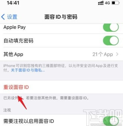 苹果手机怎么重新录入面容ID 苹果手机重新录入面容ID的方法步骤 