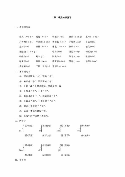 六年级上册语文前2个单元的知识树