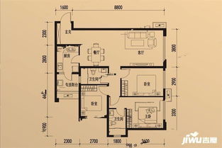 成都滨江彼岸C4 3户型户型图 首付金额 3室2厅2卫 92.0平米 